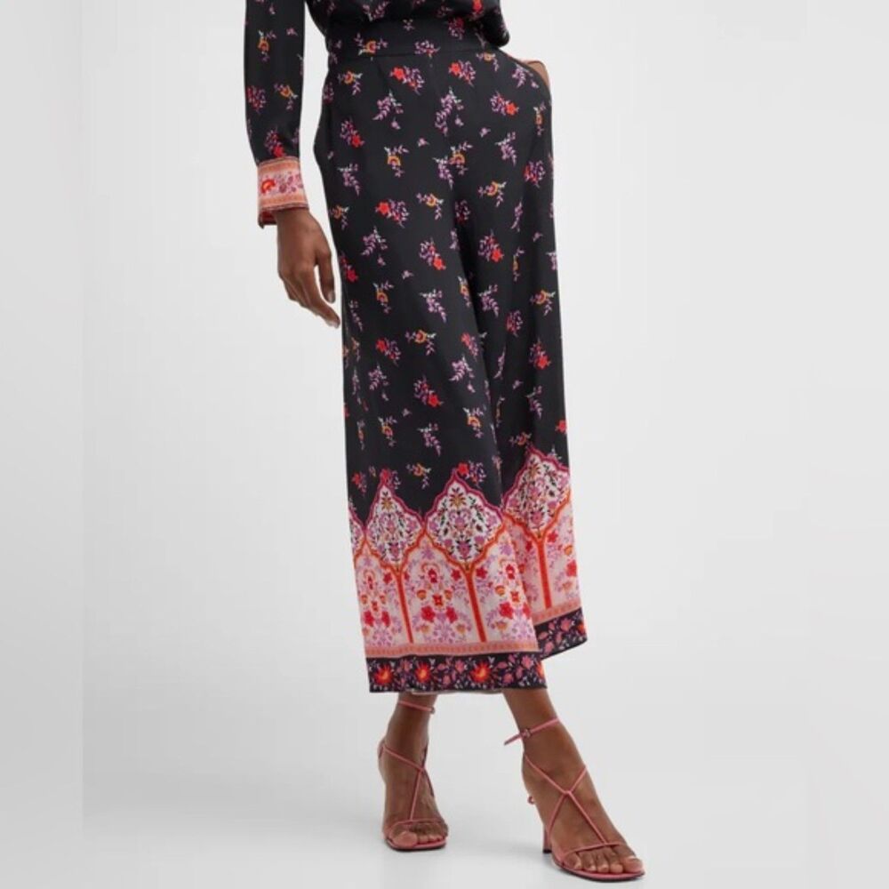 Kobi Halperin Ave Pull On Pants Floral Womens XL Black Multi Boho Flowy Festival
